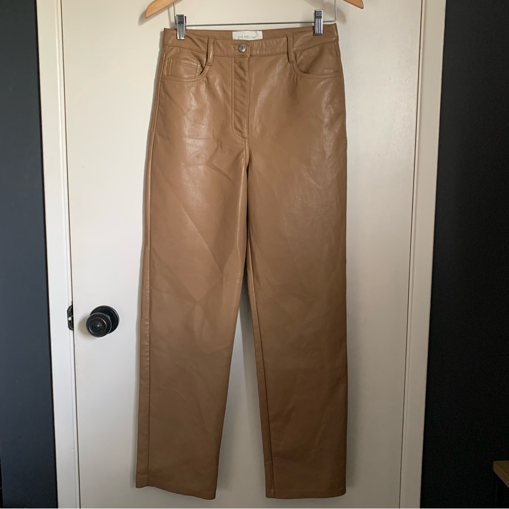Aritzia Wilfred Melina Faux Leather Pants 6 Tan